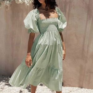 AMAZON - Green Plaid Midi Dress